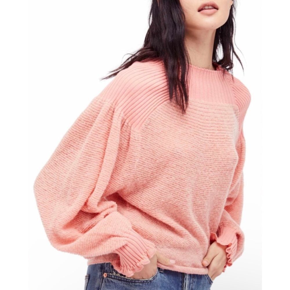 Free People Size Small Elderflower Sweater Wool Alpaca Blend in Peach